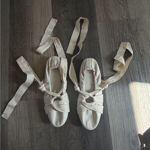 Free People Cream Ribbon Ballet Flats